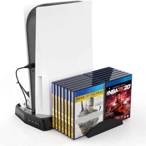 Suporte vertical com estação de carregamento e ventilador de refrigeração para PS5